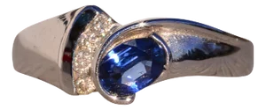Seis Avenida: Blue Sapphire and Natural Diamond Ring in White Gold