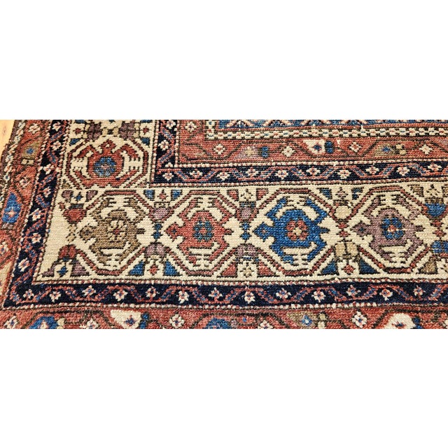 Antique Persian Malayer Rug, Hand-Knotted Wool, Geometric Pattern, 5x7, Blue & Rust-Red For Sale - Image 12 of 15