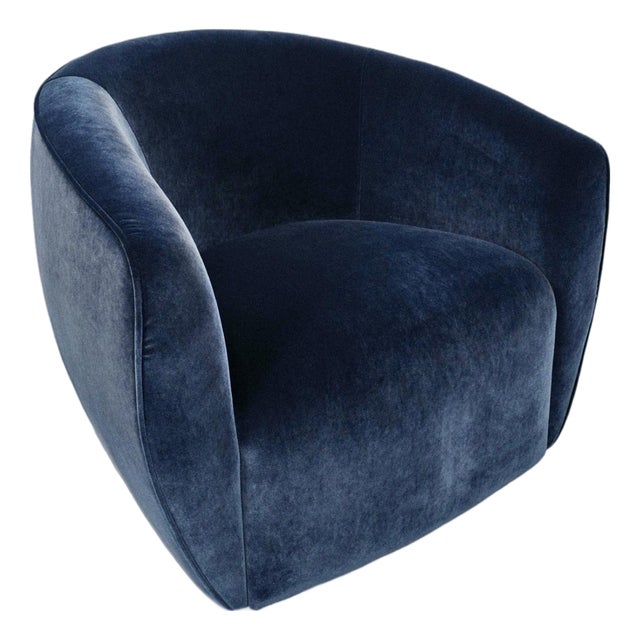 Midnight Velvet Swivel Bubble Chair For Sale