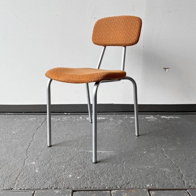 Mid-Century Aluminium Chair with Orange Fabric For Sale - Image 4 of 18