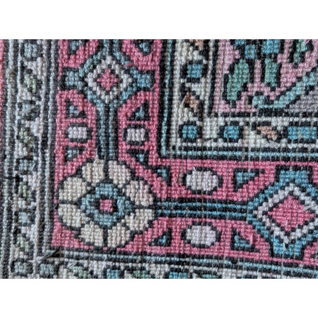 Beige Long Vintage Indo-Kashmir Silk Runner Rug, 1970s For Sale - Image 8 of 12