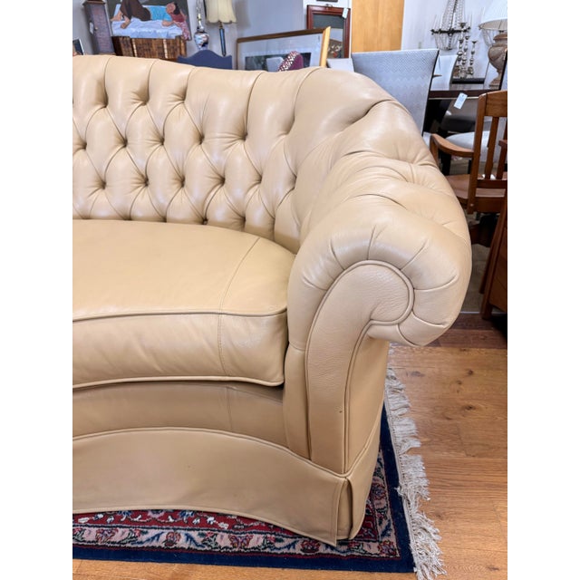 English Century Furniture Butterscotch Leather Tufted Chesterfield Sofa For Sale - Image 3 of 7