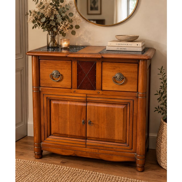 Small Antique Cherry Wood Entryway Sideboard, 1970s For Sale - Image 9 of 11