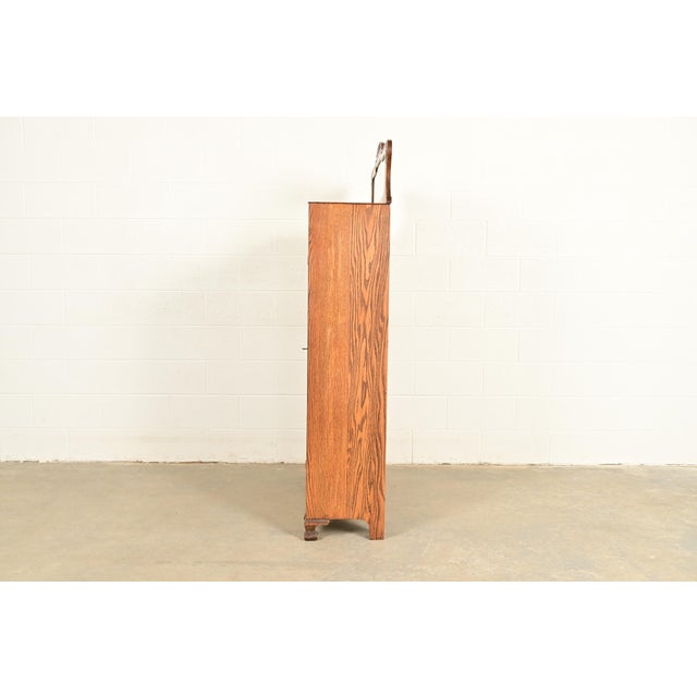Antique Victorian Carved Oak Two-Door Bookcase, Circa 1890s For Sale - Image 13 of 15
