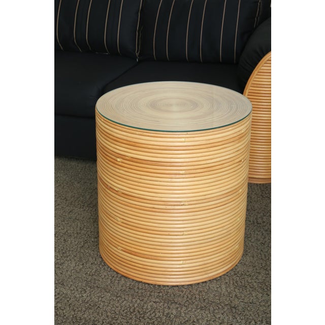 Wood Late 20th Century Cylindrical Pencil Reed Side Table For Sale - Image 7 of 10