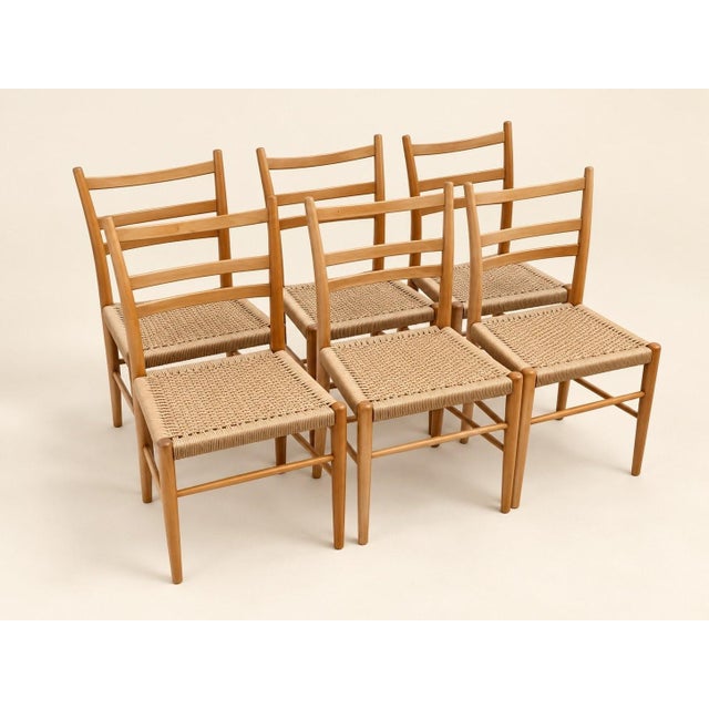 Mid-Century Modern Scandinavian Chairs in Wood and Danish Cord, 1960s, Set of 6 For Sale - Image 4 of 8