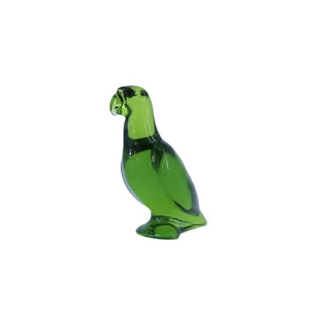 Baccarat emerald green crystal parrot figurine.