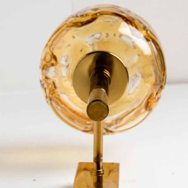 Murano Yellow Glass and Brass Wall Lights attributed to Doria Leuchten, 1960s, Set of 2 For Sale - Image 4 of 13