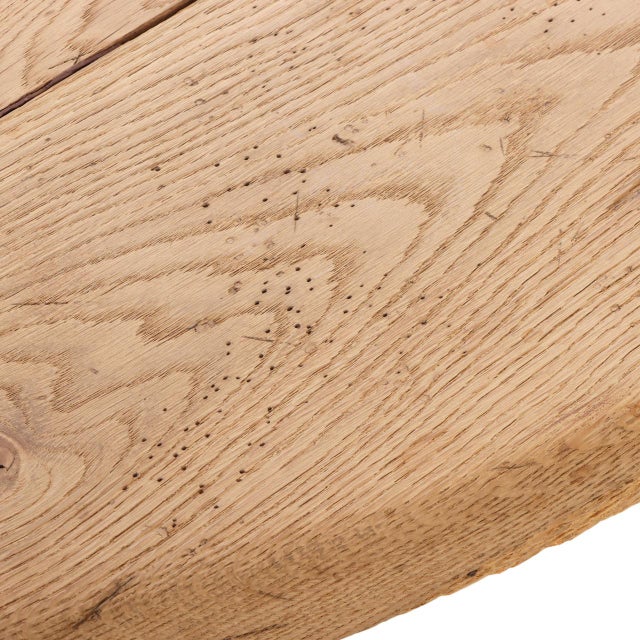 Wood French Round Solid Oak Table With Acanthus Motifs, C. 1940 For Sale - Image 7 of 7