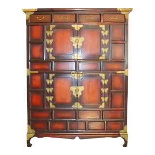 Mid 20th Century Vintage Korean Isho-Dansu Tansu Chest ~ 6 Drawer, 2 Door Asian Clothes Cabinet For Sale