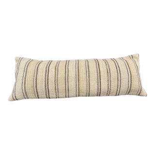 Turkish Hemp Pillow Cushion Natural Beige Brown Cushion Cover 14"x40" For Sale