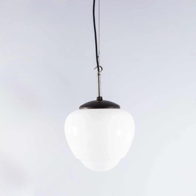 Vintage Mouth Blown Droplet Opaline Pendant Lamp, 1950s For Sale - Image 13 of 14