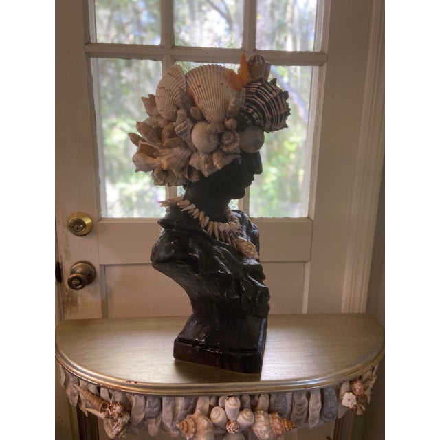 Shell Bust - Planter by Artist, Fancy, May River Neptune, Signed For Sale - Image 9 of 10