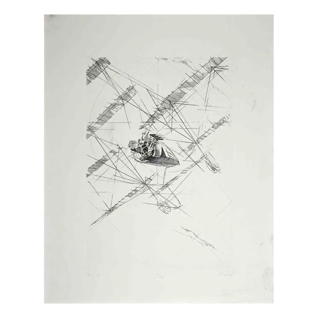 Airplane, Original Etching and Drypoint, Mid 20th-Century For Sale