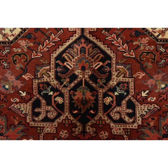 Heriz Rug 9’10” X 12’4” Red Wool Traditional Hand-Knotted Oriental Carpet For Sale - Image 11 of 15