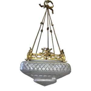 1920s Louis XVI Style Rococo Square Glass Globe Pendant
