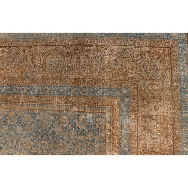 Blue Antique Indian Agra Rug With Intricate Allover Floral Design in Blue 6'9 X 14'0 For Sale - Image 8 of 12