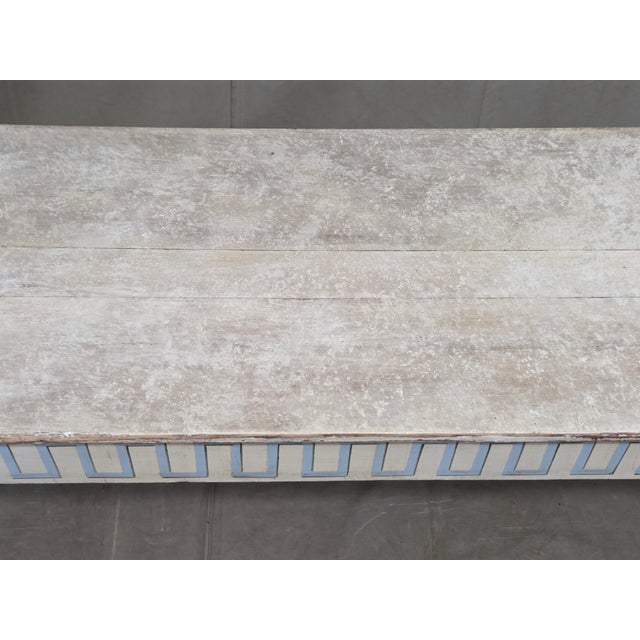 Antique French Rustic Painted Pine and Hardwood Console Table With Greek Key Motif For Sale - Image 11 of 17