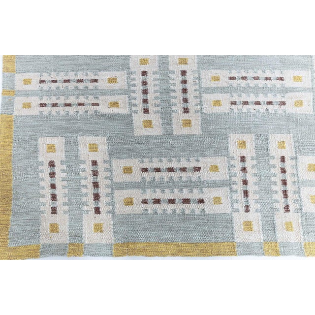 Modern Scandinavian Geometric Cream Flatweave Rug "Jetty" by Doris Leslie Blau For Sale In New York - Image 6 of 8
