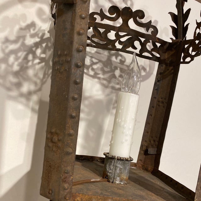 Late 20th Century Vintage French 4-Sided Iron Lantern For Sale - Image 5 of 8