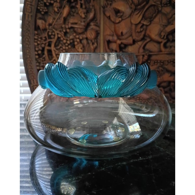 Lalique 1990s Lalique Large Cyrus Frosted Crystal Coupe Bowl Centerpiece Art Deco For Sale - Image 4 of 12
