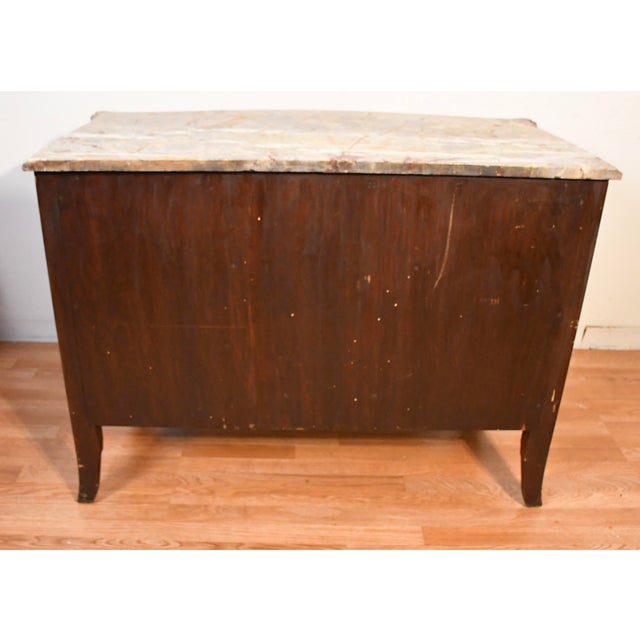 1880 Antique French Louis XV Burl Walnut & Walnut Marble Top Commode / Dresser For Sale - Image 17 of 18