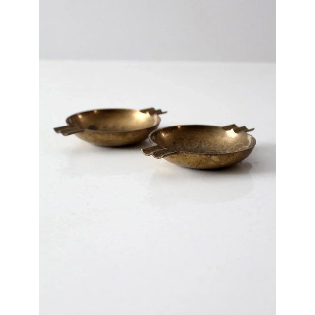 Metal Vintage Brass Ashtray Pair For Sale - Image 7 of 8