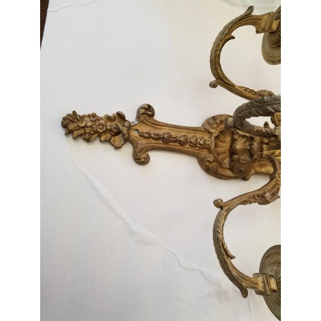 Metal Figural Gilt Brass Wall Sconces - a Pair For Sale - Image 7 of 9
