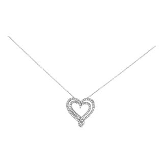 Sterling Silver 1/2 Cttw Diamond Heart Pendant Necklace For Sale