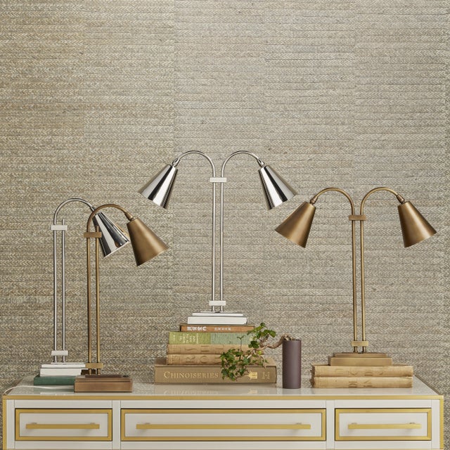 2020s Currey & Company Symmetry Brass Desk Lamp For Sale - Image 5 of 7