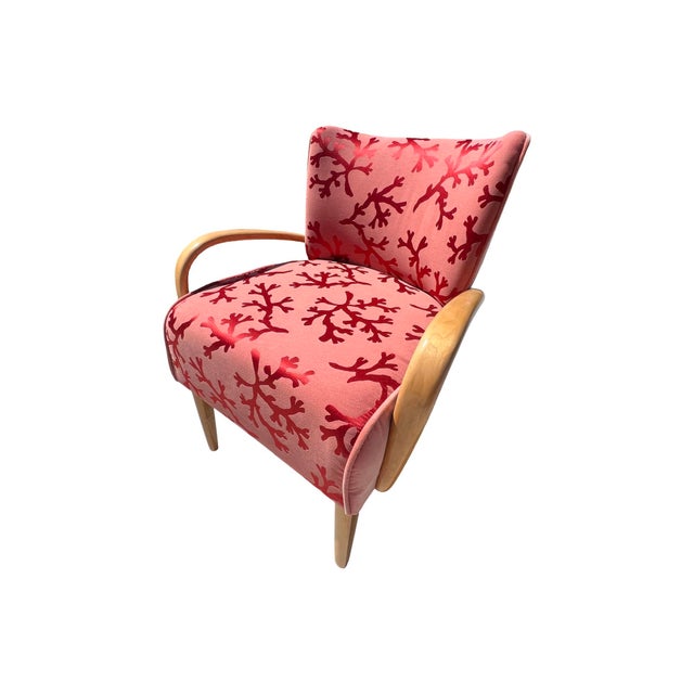 Vintage Mid Century Modern Pair Heywood Wakefield Lounge Pink Velvet Armchairs Chairs Restored Art Deco Model M340c For Sale - Image 10 of 12