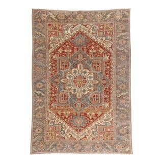 Antique Persian Heriz Rug, 07'01 X 10'02 For Sale