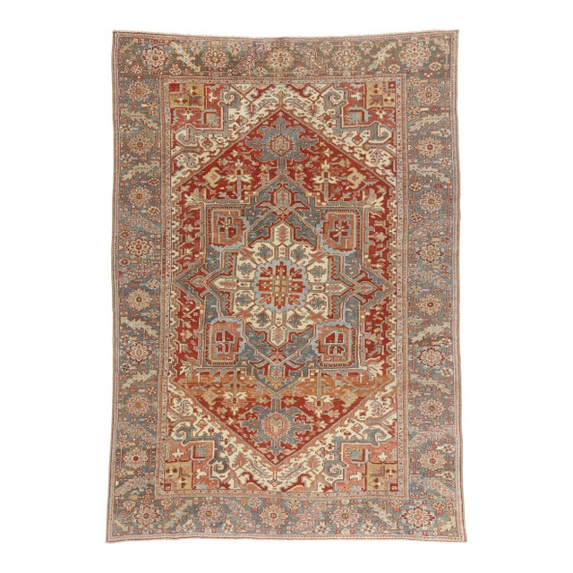 Antique Persian Heriz Rug, 07'01 X 10'02 For Sale