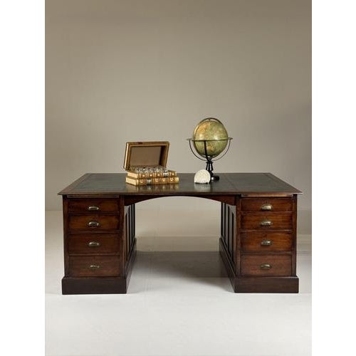 English Desk with Green Leather For Sale - Image 16 of 18