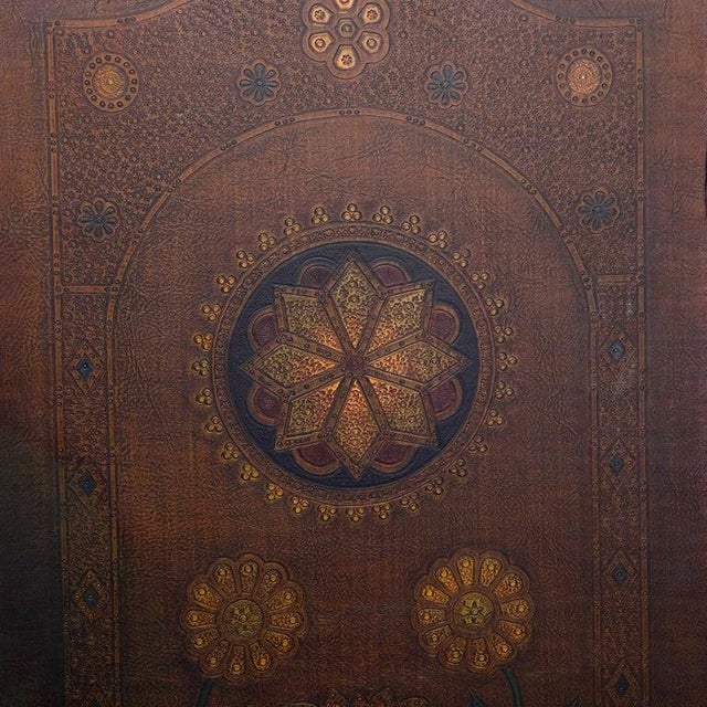 Antique Arts & Crafts Three Panel Screen with Stylize Floral Elements 20thC Measures - 67.75"H x 60"W x 2"D
