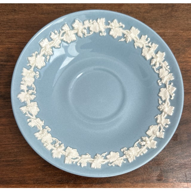 Wedgwood Embossed Queen's Ware Replacement Teacup Saucer "Cream on Lavender" For Sale - Image 9 of 9