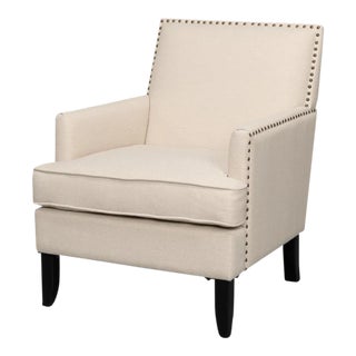 Transitional Upholstered Armchair For Sale