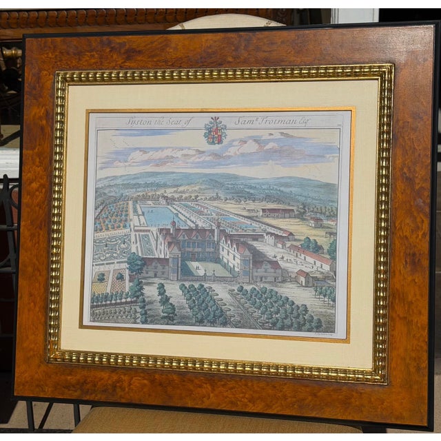 Antique Hand Colored Architectural Print Syston by Johannes Kip - Trowbridge Collection