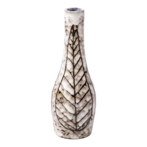 Mid-Century Modernist White and Earth Toned Tapered Ceramic Vase With Leaf Motif