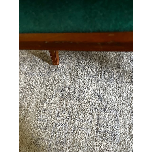 Vintage Mid-Century Modern Emerald Green Velvet Upholstered Walnut Bench For Sale In Wichita - Image 6 of 6