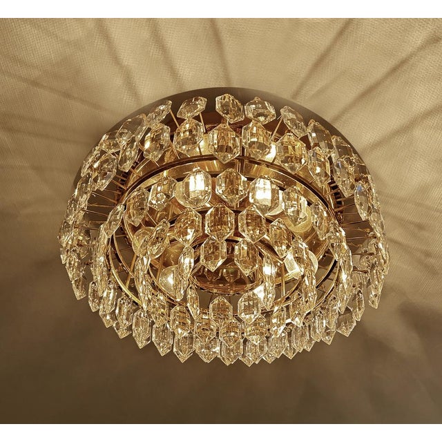 Vintage Gilded Flush Light from Bakalowits & Söhne, Austria, 1970s For Sale - Image 10 of 17