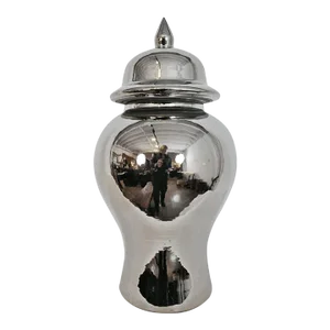 Vintage Asian Metallic Silver Ginger Jar