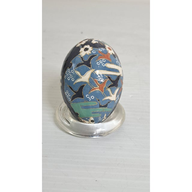 Ceramic 1996 Laurel Burch “Flowering Feline” Ceramic Cat With Japanese Washi Eggs For Sale - Image 7 of 11