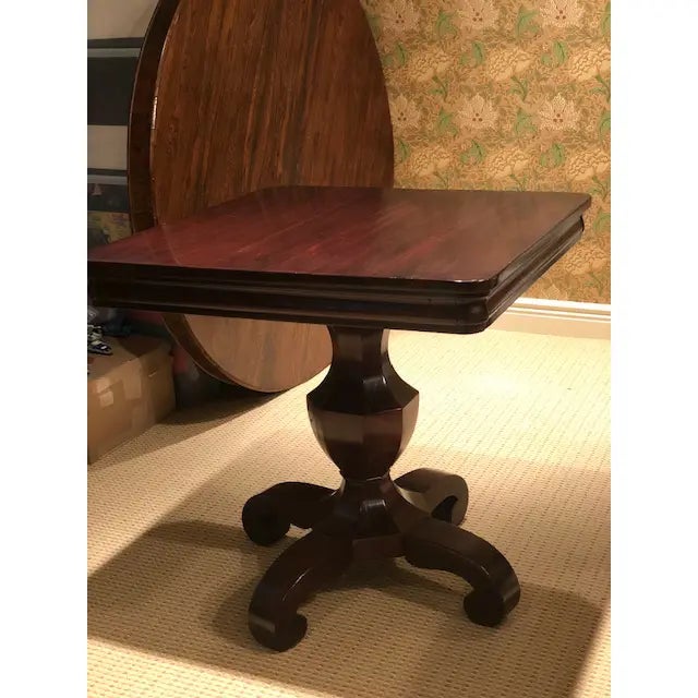 This is an American Empire side table circa 1890. It is mahogany with a beautiful french polish finish and is in excellent...