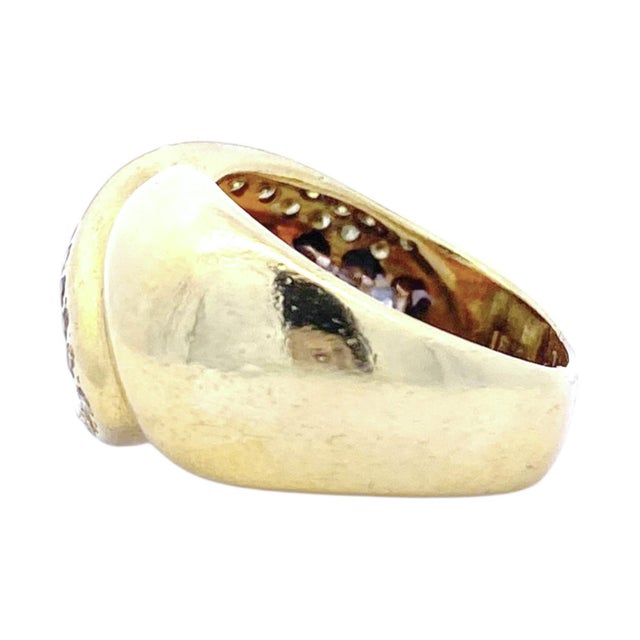 Late 20th Century Vintage 18k Gold Snake Style Yellow and White Diamond Ring, Size 8.5 For Sale - Image 4 of 9