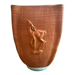1930's Zaccagnini Ceramic Vase With Decorative Reliefs For Sale