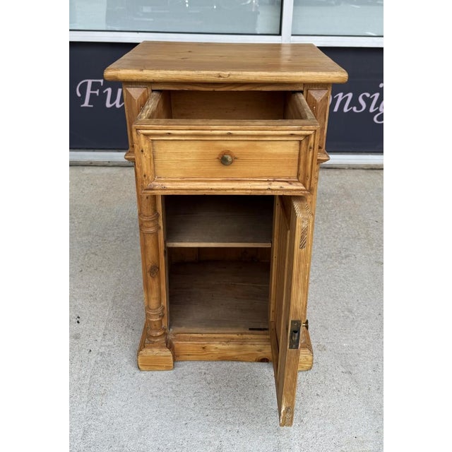Brown Early 1900s Solid Pine Nightstand For Sale - Image 8 of 12