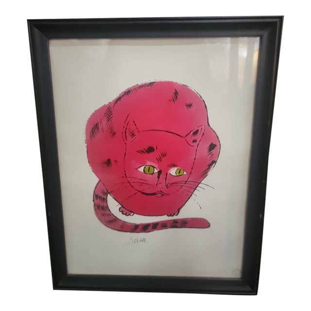 1990s Framed Andy Warhol Cats Name Sam" Print - Warhol Foundation Stamp Blue For Sale