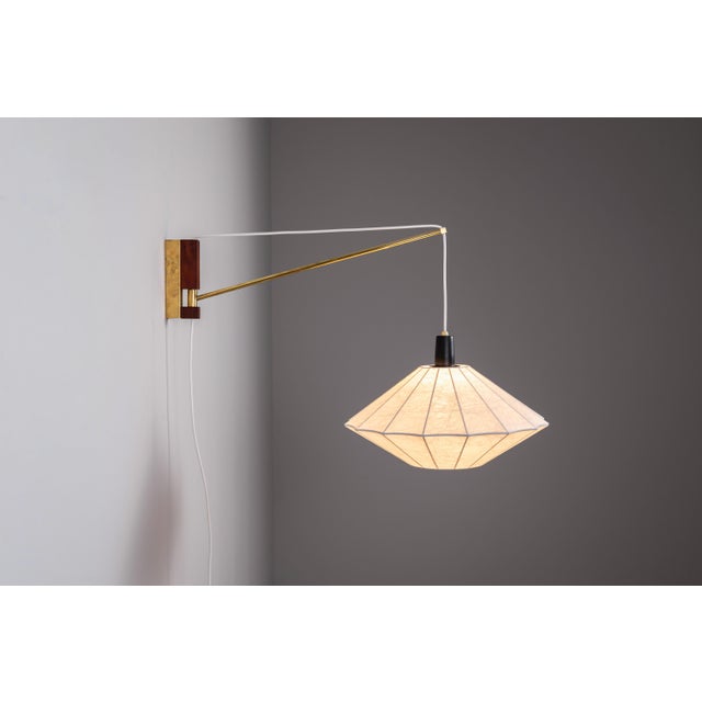 Suspendable Wall Lamp with Brass and Wood Details, 1960s For Sale - Image 15 of 15