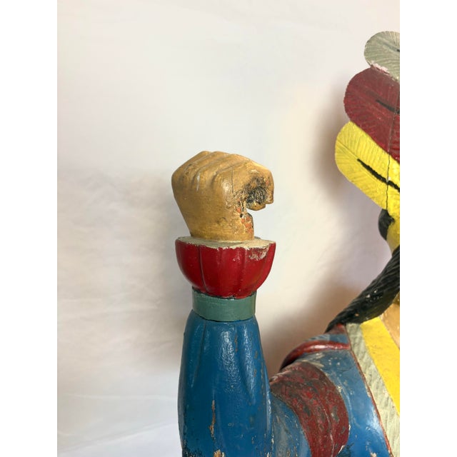 Vintage Hand-Carved Wood Cigar Store Figure – Americana Folk Art For Sale In Chicago - Image 6 of 13
